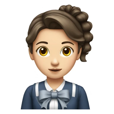 pretty brunette school girl with bow in her hair sticker