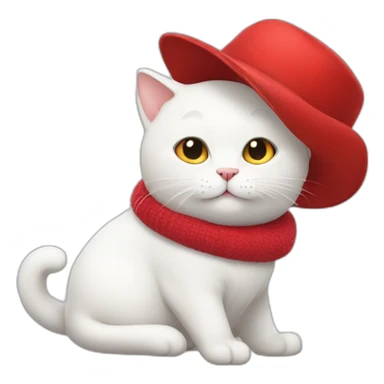 white cat with red hat sticker