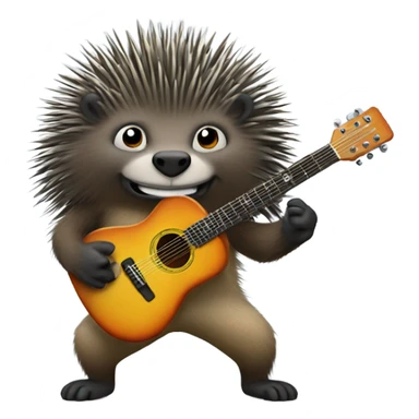 Porcupine playing a guitar sticker