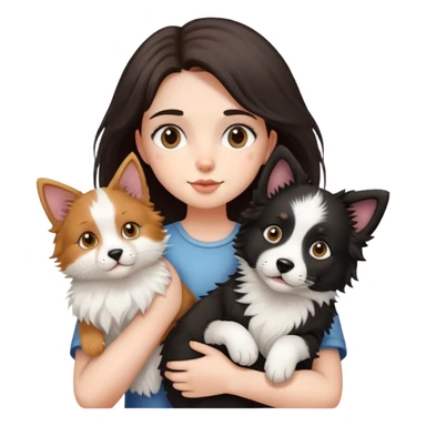 Girl holding a cat and a Border collie dog sticker
