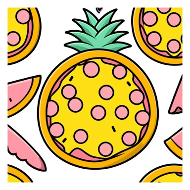hawaiian pizza with pineapple and ham sticker