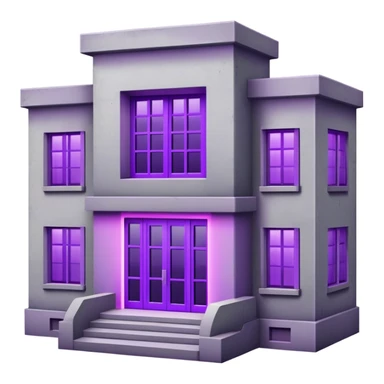 Simple gray building with a single purple window glowing from indoor grow lights sticker