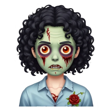 Zombie de cabelos cacheados pretos sticker