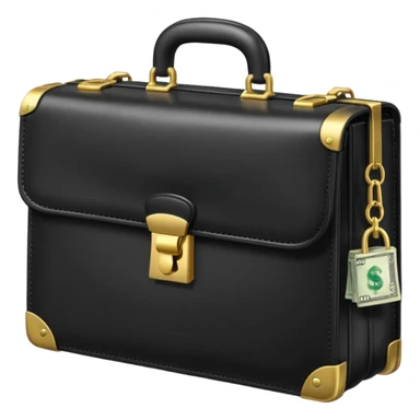 a briefcase with money and a closed lock in front of it sticker