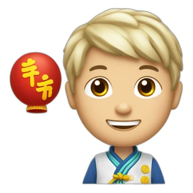 Chinois garçon fesant le signe petit sticker