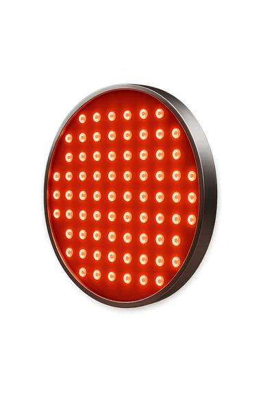 luce rossa led rotonda fluttua in aria, iperrealistica 4k sticker