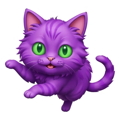 funny purple cat jumping after a fly sticker