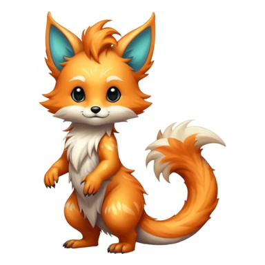 Cool hot handsome attractive chibi shiny beautiful pretty esoteric aesthetic randomly-colored furry anthropomorphic fantasy-Vernid-creature by LiLaiRa with a long tufted tail with edgy markings (full body) sticker