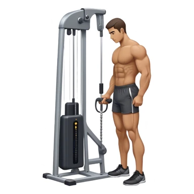 side-view man standing cable-machine tricep-pushdown sticker