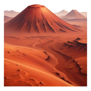 🔥 Cinematic Realistic Mars – A striking, high-resolution image of the Red Planet, featuring its iconic rust-colored terrain, deep canyons, and towering volcanoes. Swirling dust storms can be seen in the thin Martian atmosphere, with sunlight casting long shadows over its desolate, rocky landscape. sticker