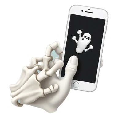 bone hand holding a mobile phone sticker