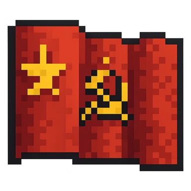 Soviet Union flag in pixel art style with a star and a border sticker