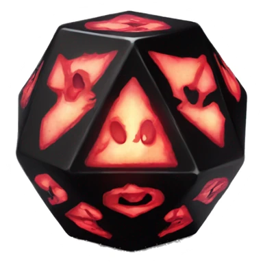 D20 dice black with red skull glowing sticker