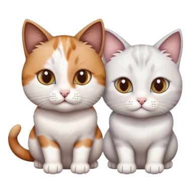Two cats, the first one is white with different eyes color, another one is brown and gray and white. sticker