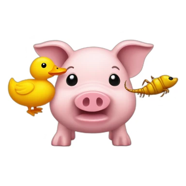  pig armadillo centipede insect with yellow duck face rubber ducky sticker