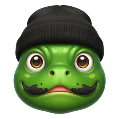 frog with beard and moustache and black beanie sticker