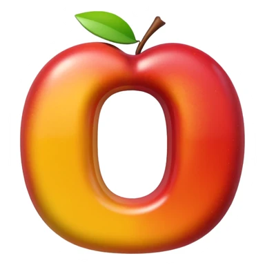 Apple style 3D emoji of the letter O, shiny, smooth, rounded, colorful, with the same toy-like texture as official Apple emojis sticker