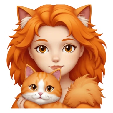 Girl with orange cat  sticker