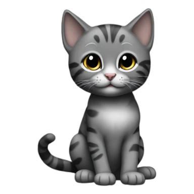 full body grey and black playful baby skinny cat sticker