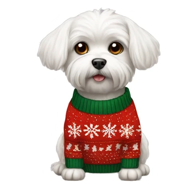 Maltese dog in Christmas sweater  sticker