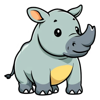 playful rhino character in colorful style sticker