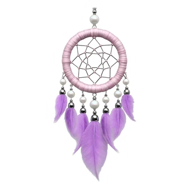 Iridescent Pastel white-pink-Violet-purple lavender dreamcatcher, white bead pearls, silver accents, rose metal  sticker