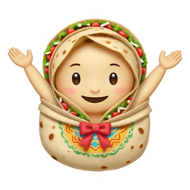 A burrito with arms bow on top sticker