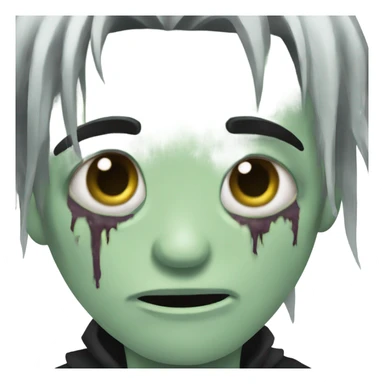 boy zombie with black hair emo creepy medium long hair scary sticker