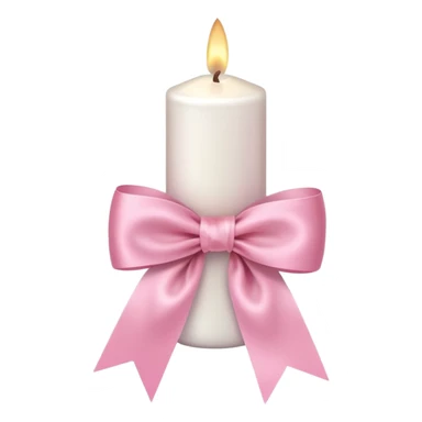 white candle with pink pastel ribbon sticker