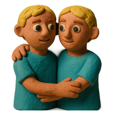 claymation style Gemini, two figures sticker