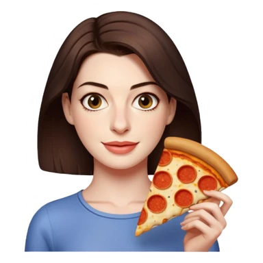 Anne Hathaway with pizza sticker