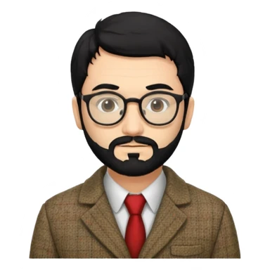 Professor in the la casa de papel TV show, with black hair and beard sticker