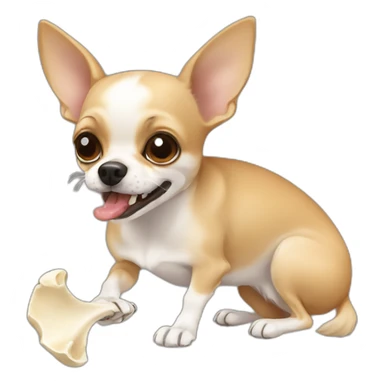 chihuahua biting bone sticker