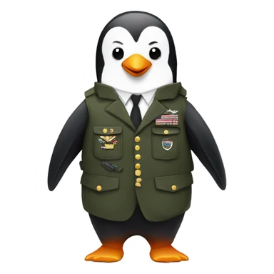 A penguin with an military suit sticker