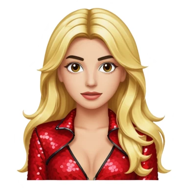 Lele Pons with long blonde hair, red sequin outfit sticker