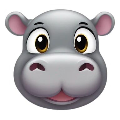 hippopotamus cute big eyes minimalist with a heart  sticker