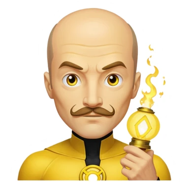 dc sinestro yellow lantern with mustache and balding head sticker