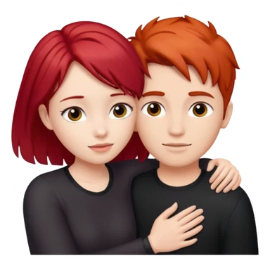 Red haired girl with black hair boy romance sticker