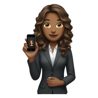 business woman with long wavy brown hair on the iphone sticker