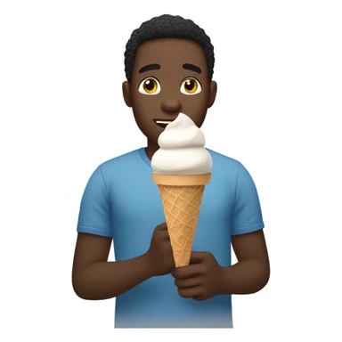 Autistic black man eating a ice cream sticker