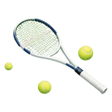 A tennis racket and ball placed on the grass court, with the lines of the court clearly visible in the background. The scene captures the essence of the sport, highlighting the equipment and the vibrant, open atmosphere of a tennis match sticker