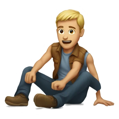 Man popping on floor sticker