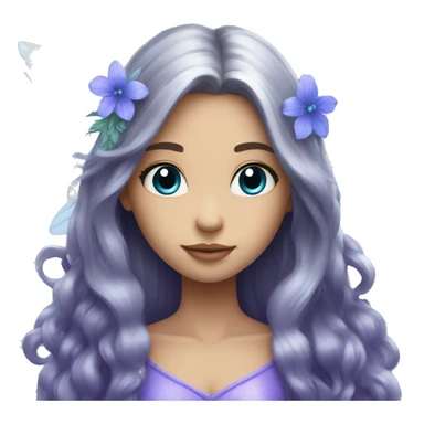 Beautiful, flower, fairy, blue, silver, purple, long hair, big wings sticker