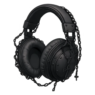 Remove the background and keep only the goth headphones in a realistic anime style with no background. sticker