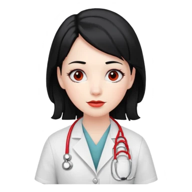 doctor with black hair and red hairclips  sticker