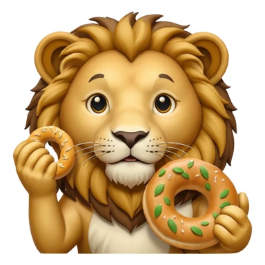 lion holding bagel sticker