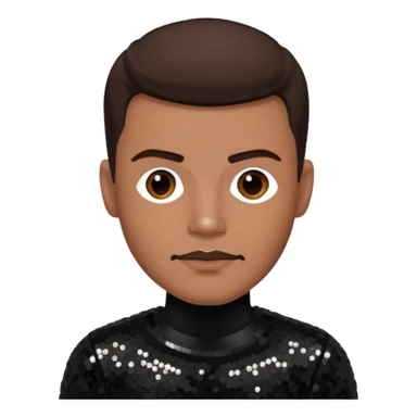 Christopher Williams, R&B Singer with dark brown hair, black sequin outfit sticker