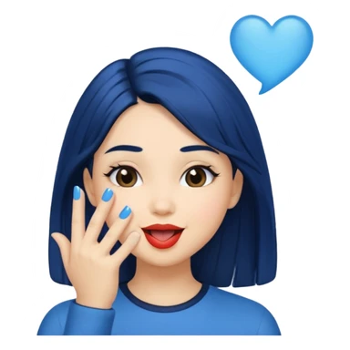 A human girl with blue black hair blowing kisses sticker