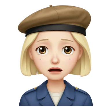 sob emoji face with beret sticker