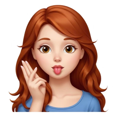A cute woman, long auburn hair, she's blowing a kiss. sticker